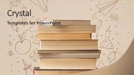  Presentation with hand drawn school - Slide deck featuring pile of books on table background and a lemonade colored foreground