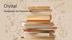  Presentation with hand drawn school - Beautiful slide set featuring pile of books on table backdrop and a lemonade colored foreground