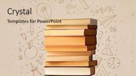  Presentation with hand drawn school - PPT layouts consisting of pile of books on table background and a lemonade colored foreground