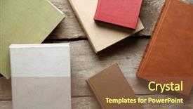  Presentation with books - PPT theme featuring pile of books on wooden background and a tawny brown colored foreground