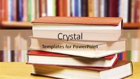  Presentation with library - Presentation design enhanced with pile of books with library background and a coral colored foreground