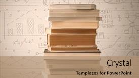  Presentation with doodle - Beautiful PPT theme featuring pile of books with math backdrop and a coral colored foreground