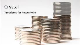  Presentation with medical pill medicine white blue - Presentation theme with pile of brilliant metallic coins background and a white colored foreground