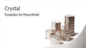  Presentation with medical pill medicine white blue - Colorful presentation enhanced with pile of brilliant metallic coins backdrop and a white colored foreground