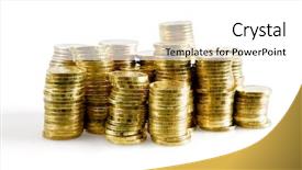  Presentation with medical pill medicine white blue - Audience pleasing slide deck consisting of pile of brilliant metallic coins backdrop and a white colored foreground