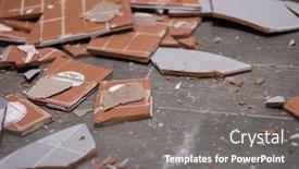  Presentation with ceramic tiles - Cool new PPT theme with pile-of-broken-ceramic-tiles backdrop and a gray colored foreground