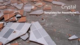  Presentation with ceramic tiles - Slide set enhanced with pile-of-broken-ceramic-tiles background and a violet colored foreground