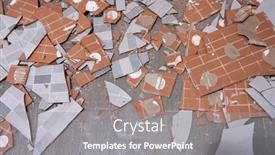  Presentation with ceramic tiles - Presentation theme consisting of pile-of-broken-ceramic-tiles background and a gray colored foreground