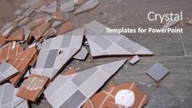  Presentation with ceramic tiles - Colorful presentation enhanced with pile-of-broken-ceramic-tiles backdrop and a gray colored foreground