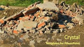  Presentation with cracked pavement concrete broken road - PPT layouts featuring pile of broken concrete blocks background and a  colored foreground