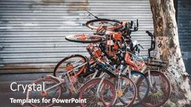  Presentation with electric - Beautiful theme featuring pile-of-broken-electric-bikes backdrop and a gray colored foreground