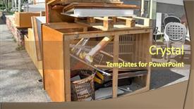  Presentation with furniture - Cool new theme with pile of broken office furniture backdrop and a tawny brown colored foreground