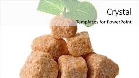  Presentation with sugar cubes - PPT layouts enhanced with pile of brown sugar cubes and stevia isolated on white background background and a white colored foreground