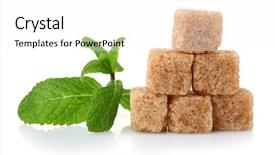  Presentation with sugar cubes - Amazing slide deck having closeup sugarcane plants - pile of brown sugar cubes backdrop and a white colored foreground