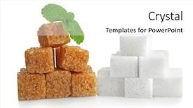  Presentation with sugar cubes - Beautiful PPT theme featuring pile of brown sugar cubes and stevia isolated on white background backdrop and a white colored foreground