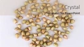  Presentation with pile - PPT theme having pile-of-buckwheat-on-white background and a coral colored foreground
