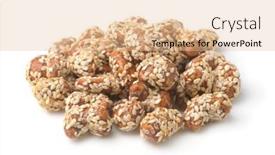  Presentation with pile - Slide set having pile-of-candied-sesame-coated background and a lemonade colored foreground