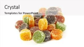  Presentation with jelly - Slide deck consisting of pile of candy jelly chews laid out on a white background background and a white colored foreground