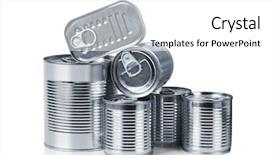  Presentation with hygienic food - PPT layouts having pile of cans of conserved background and a white colored foreground