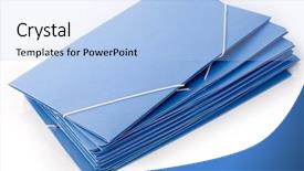  Presentation with cardboard - Cool new presentation theme with pile of cardboard blue folders backdrop and a light blue colored foreground