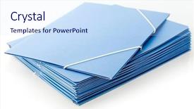  Presentation with cardboard - PPT theme enhanced with pile of cardboard blue folders background and a sky blue colored foreground