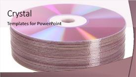  Presentation with computers - Slide deck enhanced with pile of cd and dvd background and a lemonade colored foreground