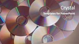  Presentation with pile - Colorful slide set enhanced with pile-of-cd-rom-disks backdrop and a violet colored foreground