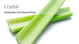  Presentation with celery - Theme consisting of pile-of-celery-ribs-isolated background and a white colored foreground