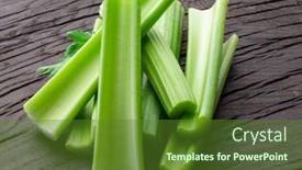  Presentation with celery - Presentation design consisting of pile-of-celery-ribs-isolated background and a tawny brown colored foreground