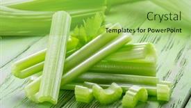  Presentation with healthy food - Slides enhanced with pile-of-celery-ribs background and a yellow colored foreground