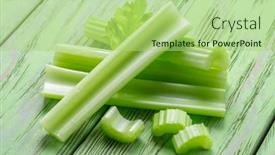  Presentation with healthy food - Presentation theme having pile-of-celery-ribs background and a mint green colored foreground