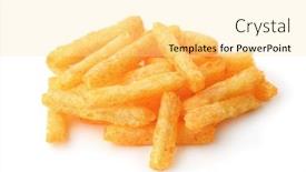  Presentation with white cheese - Audience pleasing presentation theme consisting of sweet potato corn - pile of cheese puffs isolated backdrop and a blonde colored foreground