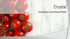  Presentation with tomato plant - Presentation design enhanced with pile of cherry tomatoes background and a  colored foreground