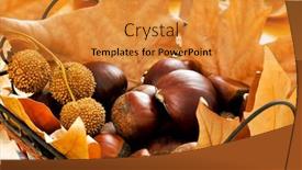 Presentation with autumn leaves - Presentation theme consisting of pile-of-chestnuts-and-autumn background and a gold colored foreground