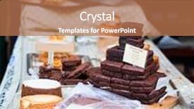  Presentation with market - PPT theme having chocolate brownies and cake background and a coral colored foreground