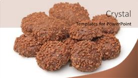  Presentation with chocolate biscuits - Presentation design having pile-of-chocolate-crumbs-biscuits background and a coral colored foreground