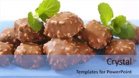  Presentation with chocolate nuts - Audience pleasing slide deck consisting of pile of chocolate truffles with chopped nuts on blue cutting board - close up backdrop and a light blue colored foreground