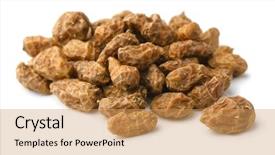  Presentation with medical pill medicine white blue - Cool new PPT theme with pile of chufa tigernuts isolated on white backdrop and a yellow colored foreground