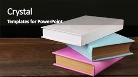  Presentation with colourful wood - Audience pleasing slide set consisting of pile of closed colourful books backdrop and a black colored foreground