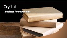  Presentation with closed - Presentation theme consisting of pile of closed old books background and a black colored foreground