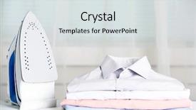  Presentation with modern electric iron isolated - PPT layouts enhanced with pile of clothes and electric background and a light gray colored foreground