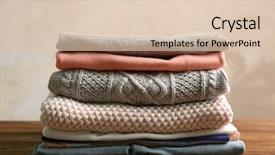  Presentation with pile - PPT layouts with pile of clothes on table background and a lemonade colored foreground