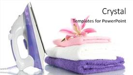  Presentation with lily - PPT layouts featuring pile of clothes with lily and electric iron isolated on white background and a white colored foreground