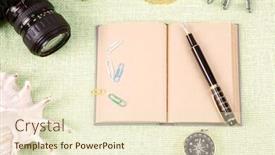  Presentation with clutter - Theme featuring pile of clutter items on green background background and a cream colored foreground