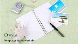  Presentation with clutter - Theme consisting of pile of clutter items on green background background and a soft green colored foreground