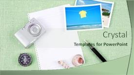  Presentation with clutter - PPT theme having pile of clutter items on green background background and a soft green colored foreground