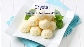  Presentation with snowball - Theme having pile of coconut snowball truffles background and a sky blue colored foreground