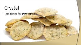  Presentation with banoffee pie cake on white - Slide set featuring pile of cod cakes isolated background and a white colored foreground