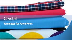  Presentation with fabrics - PPT theme enhanced with pile of colored fabrics isolated on white background and a teal colored foreground
