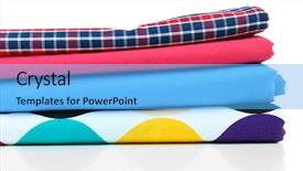  Presentation with fabrics - PPT theme enhanced with pile of colored fabrics isolated on white background and a light blue colored foreground